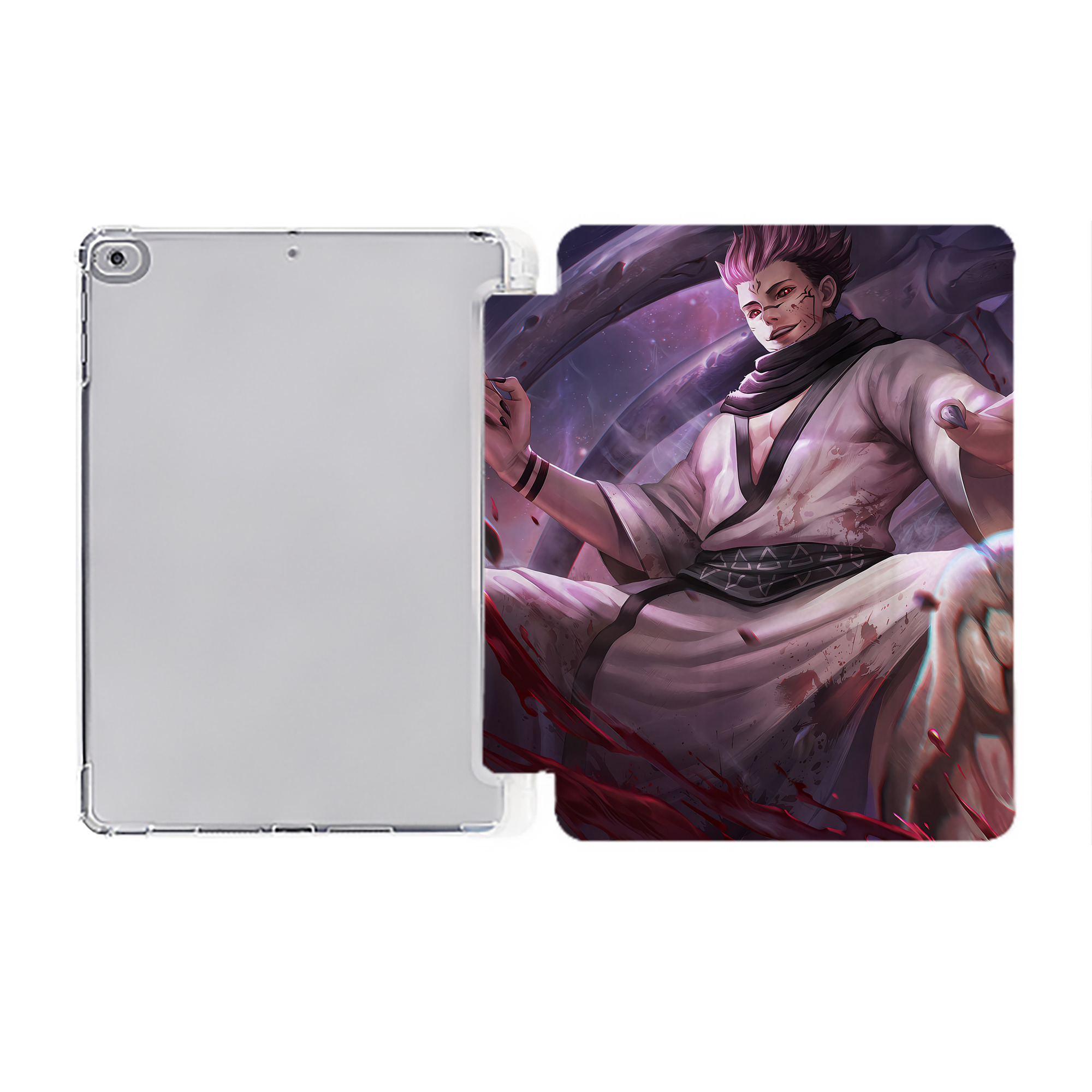 （画像用） 呪術廻戦 Jujutsu Kaisen IPad ケース ペン収納付き 三つ折りスタンド PUレザー×シリコン 対応機種9.5/10.5/10.9インチ